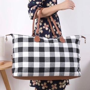 White Buffalo Plaid Weekender Large Travel Bag